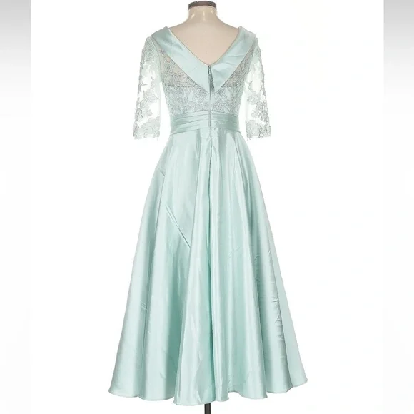 Missacc Mint Green Cocktail Lace Midi Dress Size 2 - Picture 2 of 4